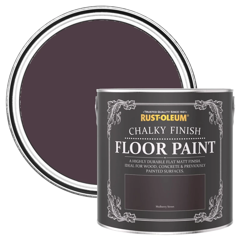 Rust-Oleum Dark Purple Scratch-Proof Floor Paint in Matt Finish - Mulberry Street 2.5L