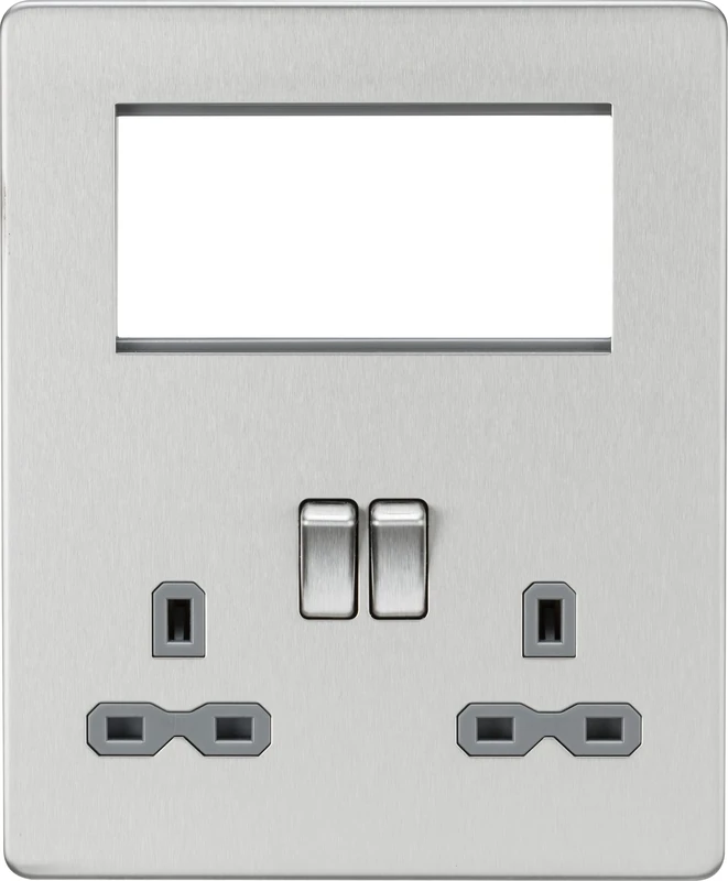 Screwless Small Multimedia Combination Plate - Brushed Chrome