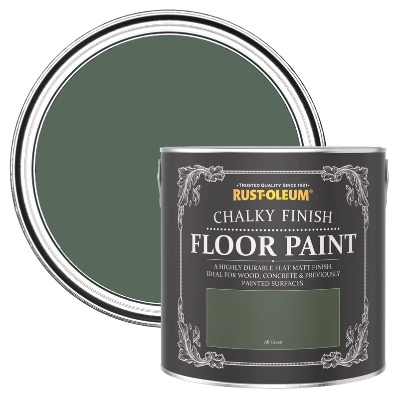 Rust-Oleum Green Scratch-Proof Floor Paint in Matt Finish - All Green 2.5L