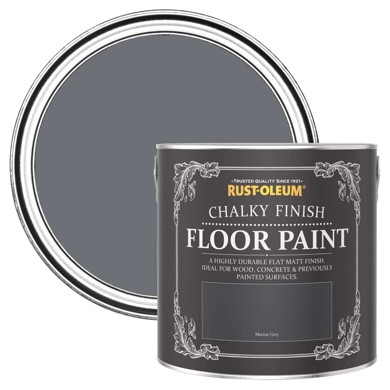 Rust-Oleum Dark Grey Scratch-Proof Floor Paint in Matt Finish - Marine Grey 2.5L