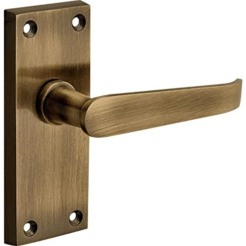 Designer Levers - Victorian Straight Lever Door Handles - Antique Brass - 1 Pair - Latch Door Handle - Interior Use - Short Latch