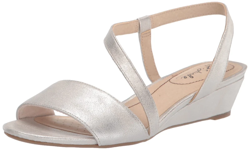 lifestride Women's Yasmine Wedge Sandal, Silver 1, 9.5 Wide