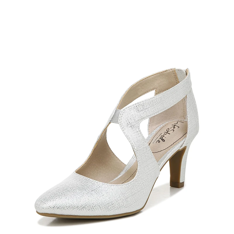 LifeStride Women's Giovanna 2 Pump, Silver, 8 Wide - Image 1