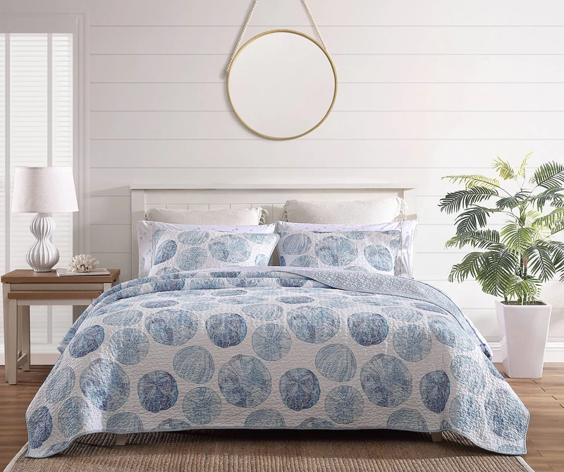 Tommy Bahama | Quilt Set-100, Lightweight & Breathable Bedding, Pre-Washed for Added Softness, Cotton, Blue, Queen - Image 1