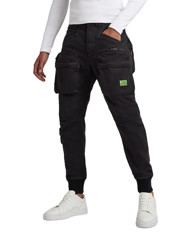 G-Star RAW Men's Cargo Pants Relaxed Tapered Fit, Black, 38 Regular
