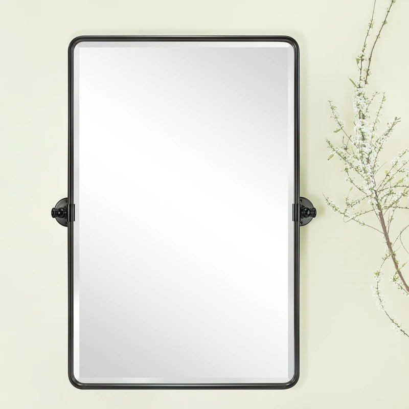 TEHOME 20x30'' Pivot Rectangle Bathroom Mirror Oil Rubbed Bronze Metal Framed Tilting Beveled Vanity Mirrors for Wall