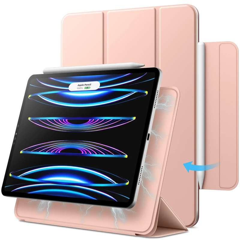 JETech Magnetic Case for iPad Pro 11 Inch (2022/2021/2020/2018 Model), and iPad Air 5/4 (10.9-inch 2022/2020), Support Pencil 2nd Gen Charging, Magnetic Attachment (Rose Gold)