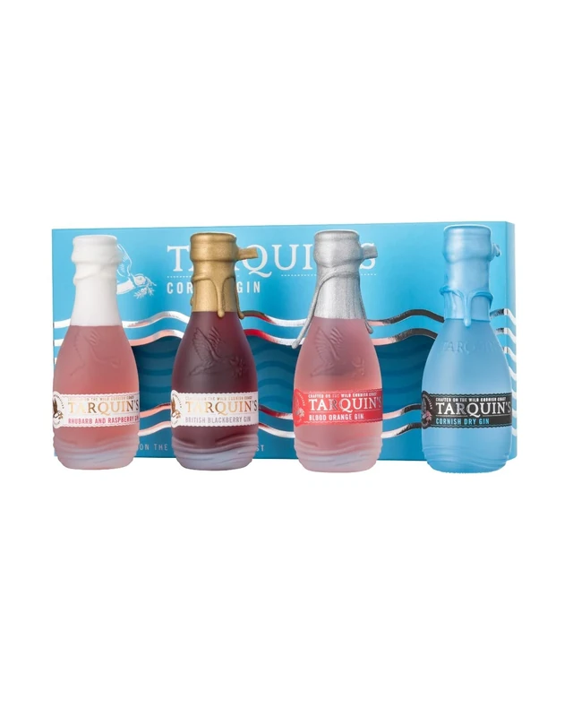 Tarquin’s Gin Mini Gift Set | 4 x 5cl Cornish Dry, Blood Orange, Rhubarb & Raspberry, British Blackberry Gin | Every Mini Bottle is Waxed by Hand | Crafted in Cornwall