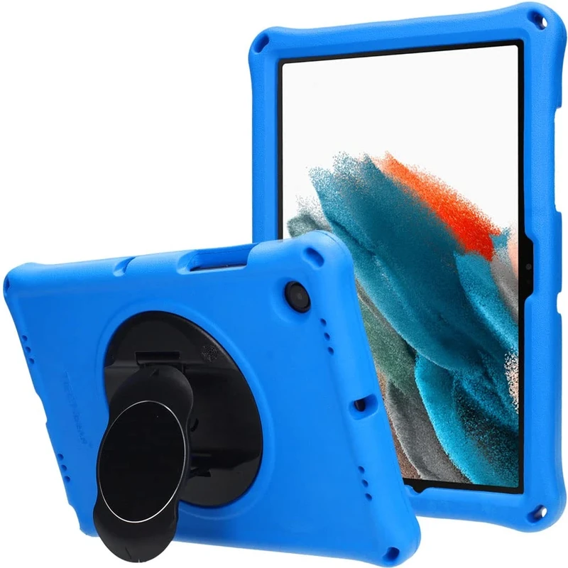 TECHGEAR Bumper+ Case Compatible with Samsung Galaxy Tab A8 10.5" 2022 (SM-X200 / SM-X205) Rugged Shockproof Soft Protective Easy Grip Body Case with Stand, Holder, Screen Film, Kids Proof Case [Blue]