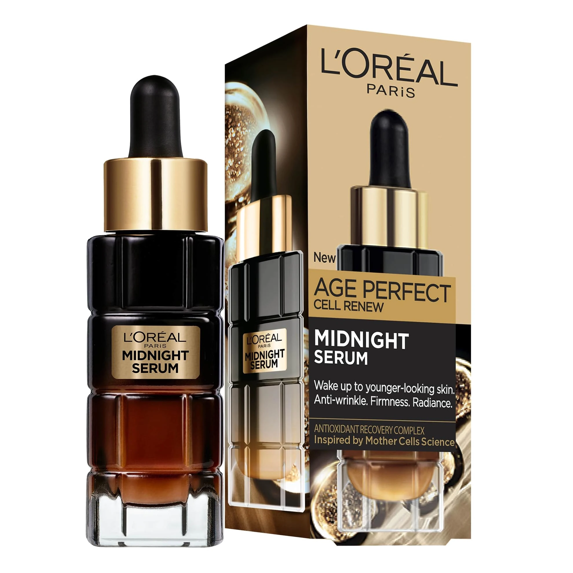 L'Oreal Paris Cell Renew Midnight Serum, Age Perfect, Anti-Oxidant Recovery Complex Night Face Serum, Targets Wrinkles, Firmness & Radiance for Rejuvenated Skin, 30ml