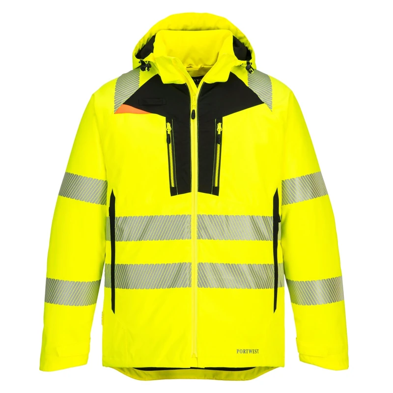 Portwest DX461 Men's DX4 Hi-Vis Reflective Waterproof Winter Jacket Yellow/Black, 4XL