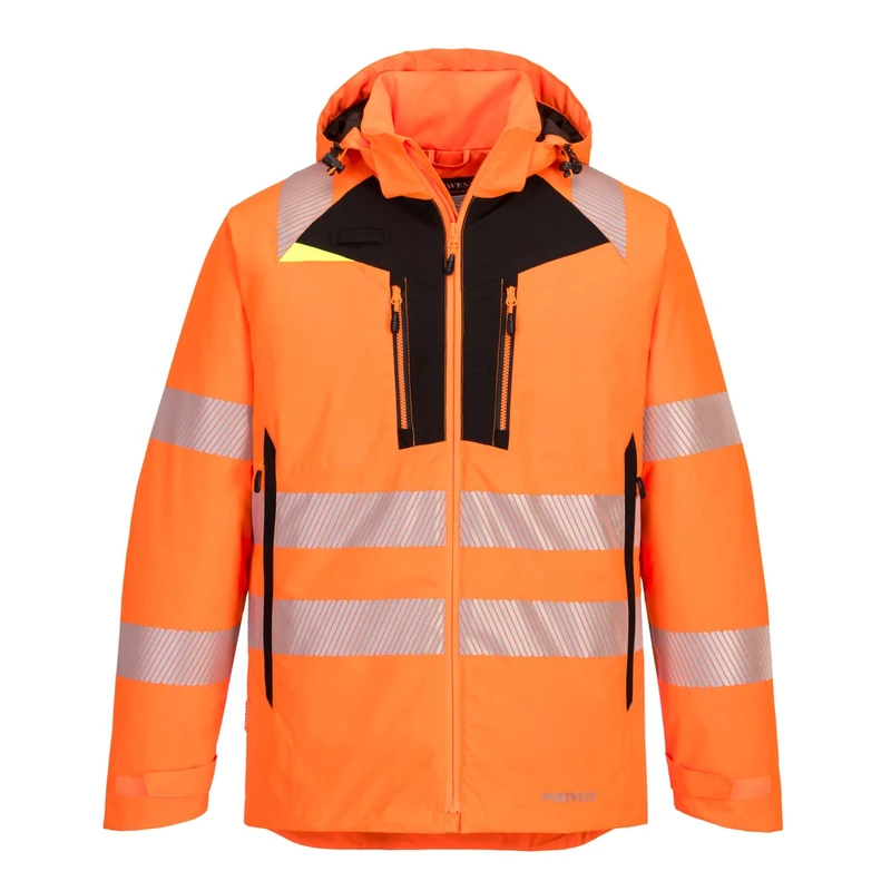 Portwest DX461 Men's DX4 Hi-Vis Reflective Waterproof Winter Jacket Orange/Black, 4XL