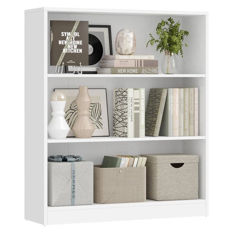 VASAGLE Bookcase, 3-Tier Bookshelf, Open Storage Shelf, Shelving Unit, 24 x 80 x 93 cm, for Living Room, Home Office, Dining Room, Cloud White CUSTOS Collection LBC106T14V1