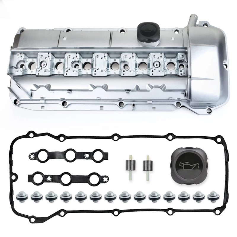 MITZONE Upgrade Aluminum Valve Cover Kit Compatible with 1998-08/2002 BMW Z3 323i 325i 328i 330i 525i 528i 530i X5 M52/M54 2.5L 2.8L 3.0L Part # 11121432928 - Image 1