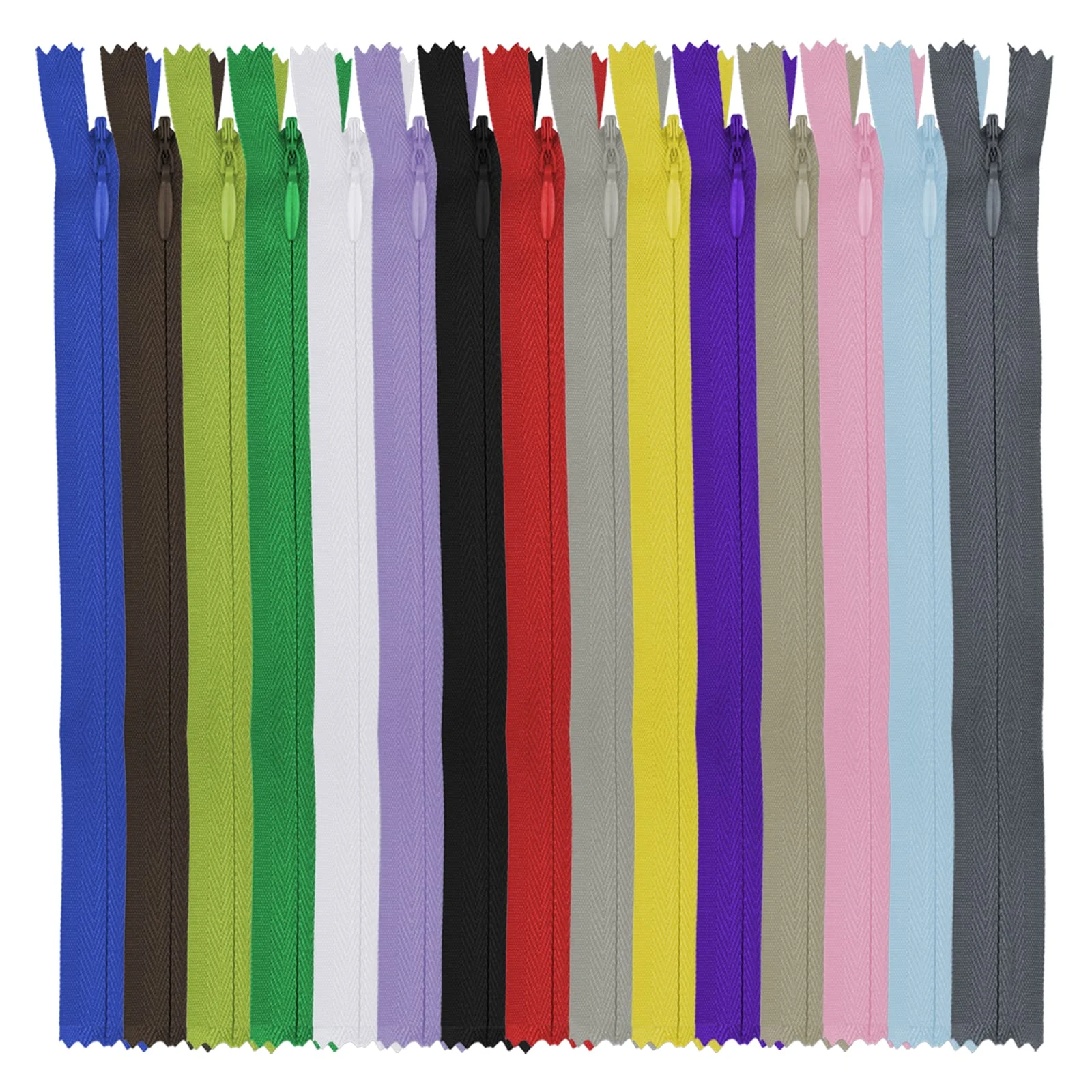 DOITEM 15 x 20 cm/8 Inch Invisible Multi-Coloured Nylon Reel Zippers for Sewing and Crafts, 15 Colours
