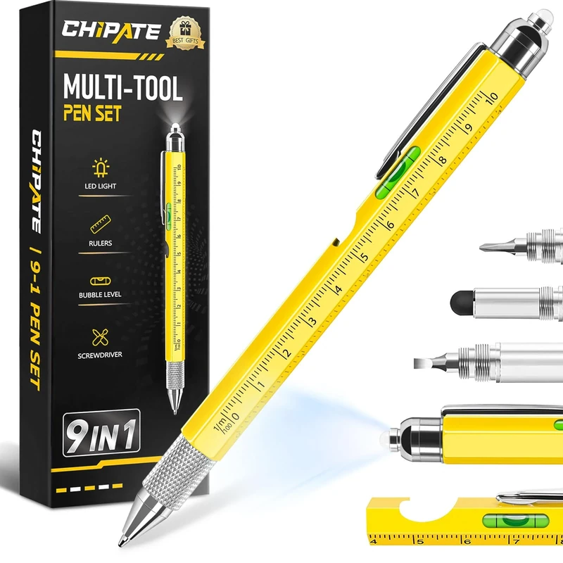 Chipate 9-in-1 Multi Tool Pen - Gift for Men, Dad, Valentine, Birthday