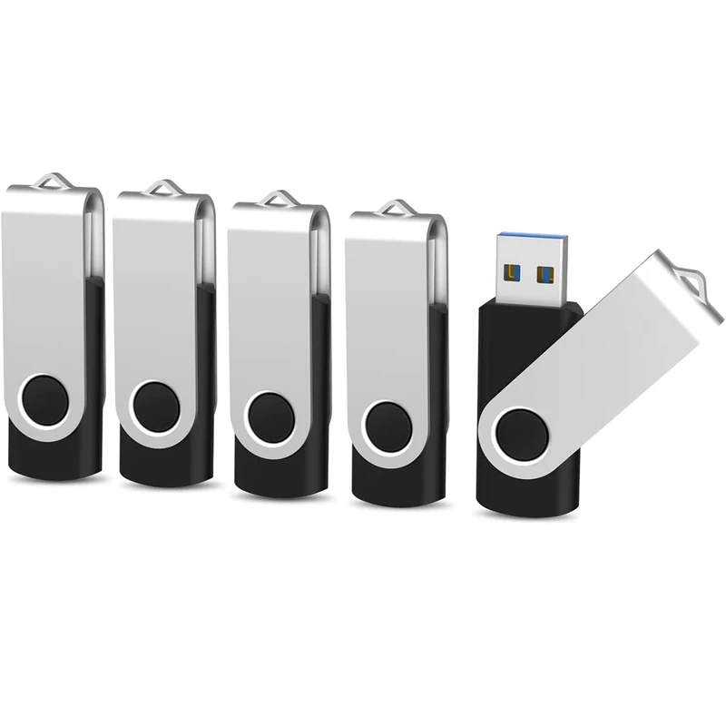 16 GB USB 3.0 Flash Drive 5 Pack, KOOTION USB 3.0 Memory Stick with LED Indicator Swivel Thumb Drives Bulk U Disk 16 GB Pendrive Jump Drive Zip Drive for Data Storage (16 GB, 5 Pack, Black)
