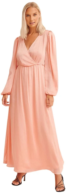 NA-KD Balloon Sleeve Structured Maxi Dress, Desert Pink, EU 44