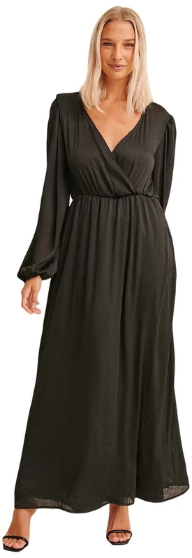 NA-KD Balloon Sleeve Structured Maxi Dress, Black, EU 36 - Image 1