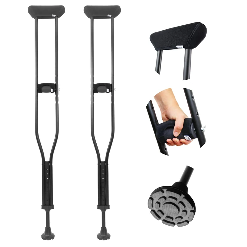 KMINA Underarm Crutches - Adjustable Aluminium (Size L, 2 Units)
