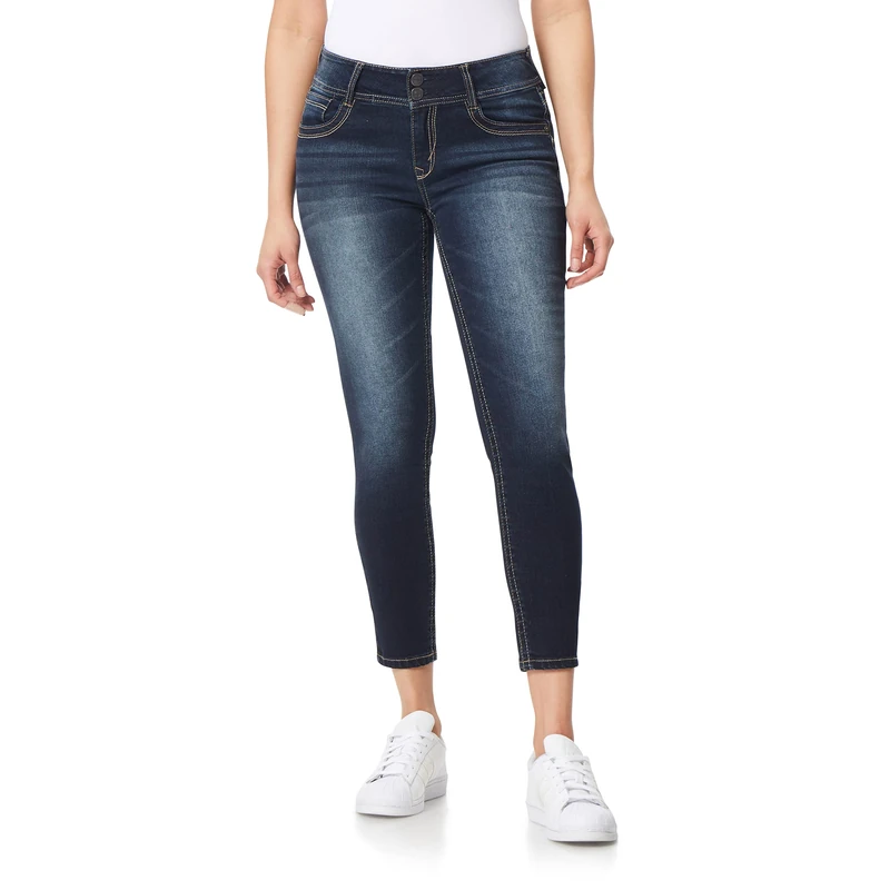 WallFlower Women's Juniors Luscious Curvy Mid-Rise Stretch Skinny Ankle Jeans, Betsy, 9