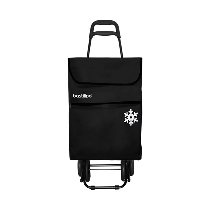 Bastilipo Shopping cart 4 Wheels-Julia-Jet Black-50 Liters Capacity-Isothermal Bag, Azabache