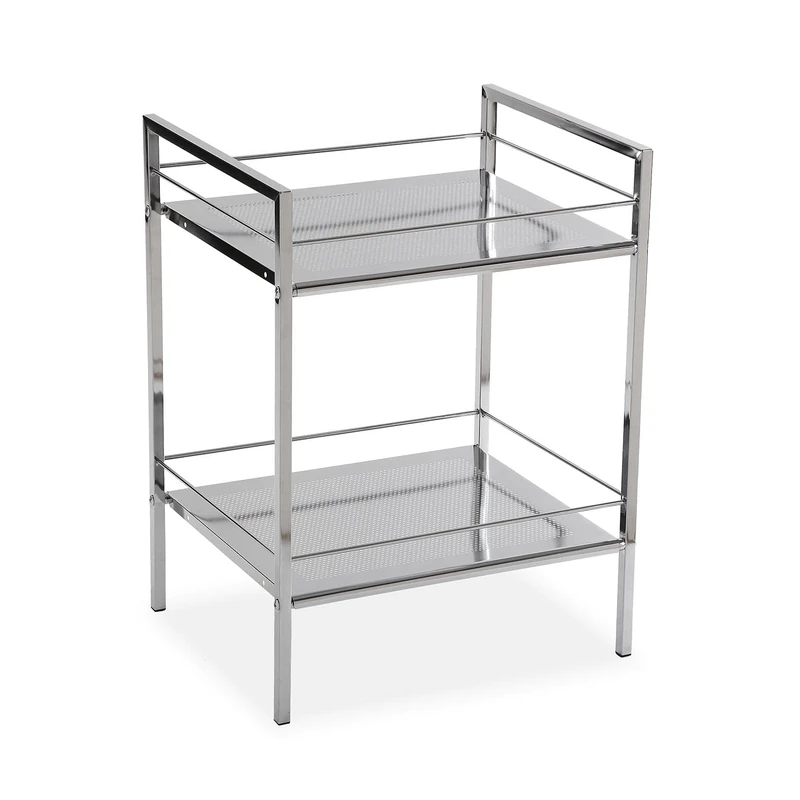 Versa Hannover Auxiliary Bathroom Storage Shelf with 2 Shelves, Dimensions (H x L x W) 53 x 31 x 39 cm, Steel, Silver