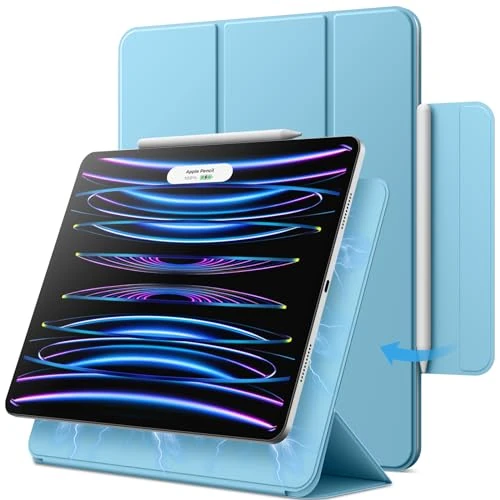 JETech Magnetic Case for iPad Pro 12.9 Inch 2022/2021/2020/2018 (6th/5th/4th/3rd Generation), Pencil 2nd Charging, Magnetic Attachment, Cover Auto Wake/Sleep (Blue)