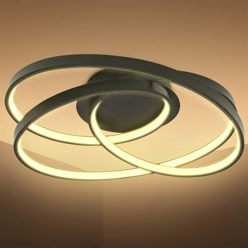 B.K.Licht LED Ceiling Light, Ring Shape, 35W, Warm White Light 3000K, 4600Lm, Ceiling lamp for Living Room lamp and Bedroom, Black Finish