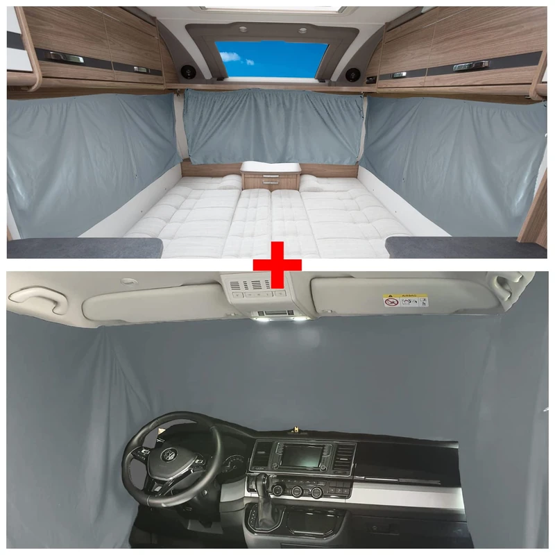 BREMER SITZBEZÜGE Blackout Curtains Set Compatible with Mercedes Vito V-Class W447 Short, Long, Extra Long from 2021 Sun Protection Camping Camper Accessories Complete Set Curtains Curtain Opaque
