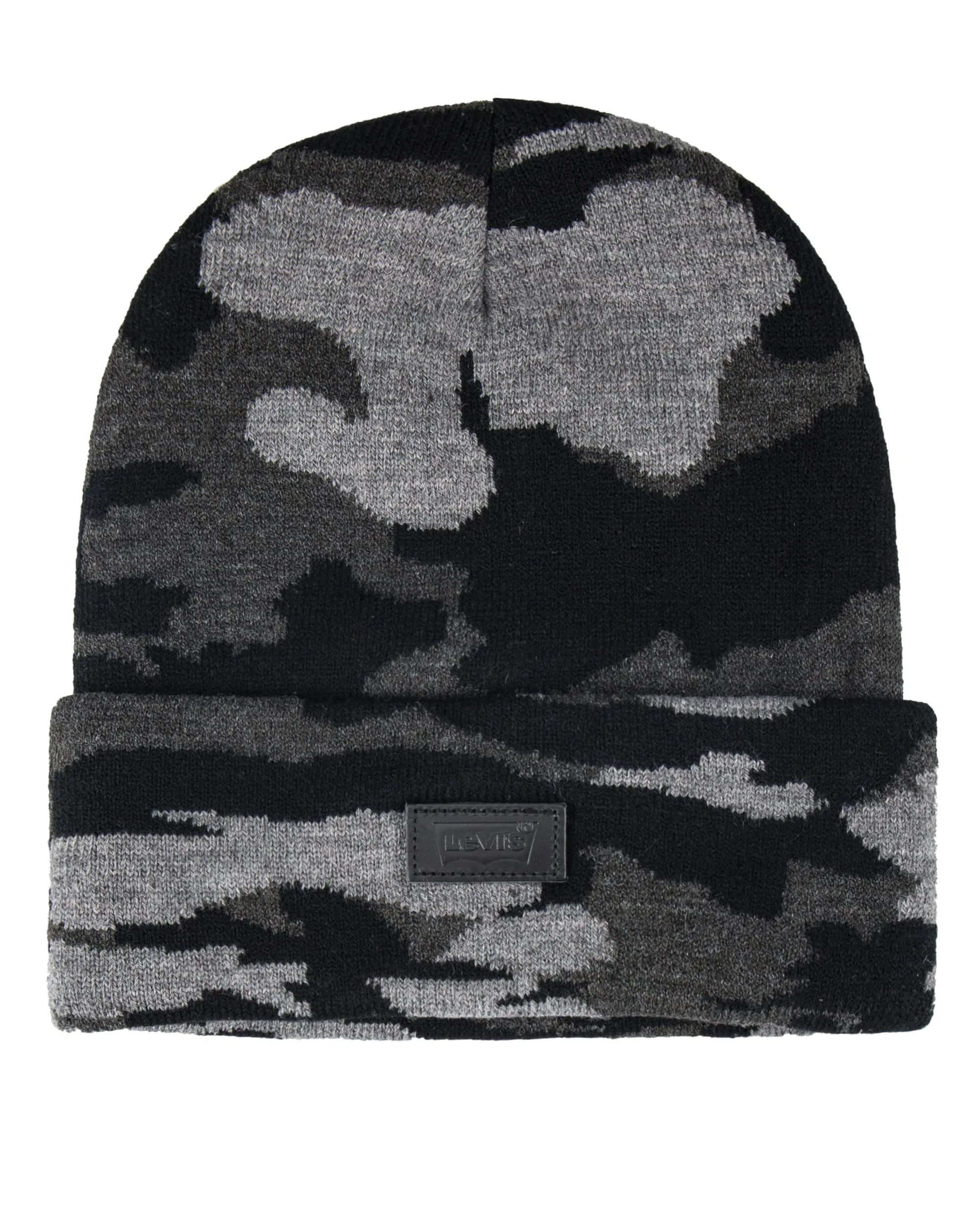 Levi's Unisex's All-Season Hero Beanie Soft Knit Cuffed Winter Hat, Warm & Comfortable Everyday Style, Camo Black, One Size