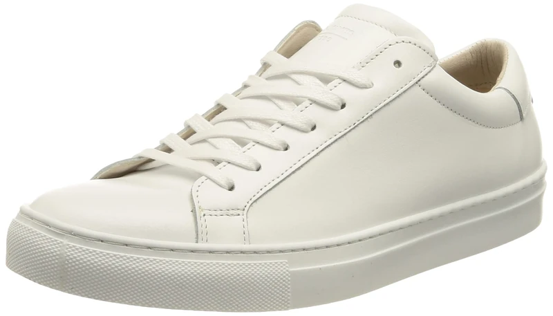 Jack & Jones Men's Jfwcorey Leather Noos Sneaker, White detail, white leather heel, 9 UK