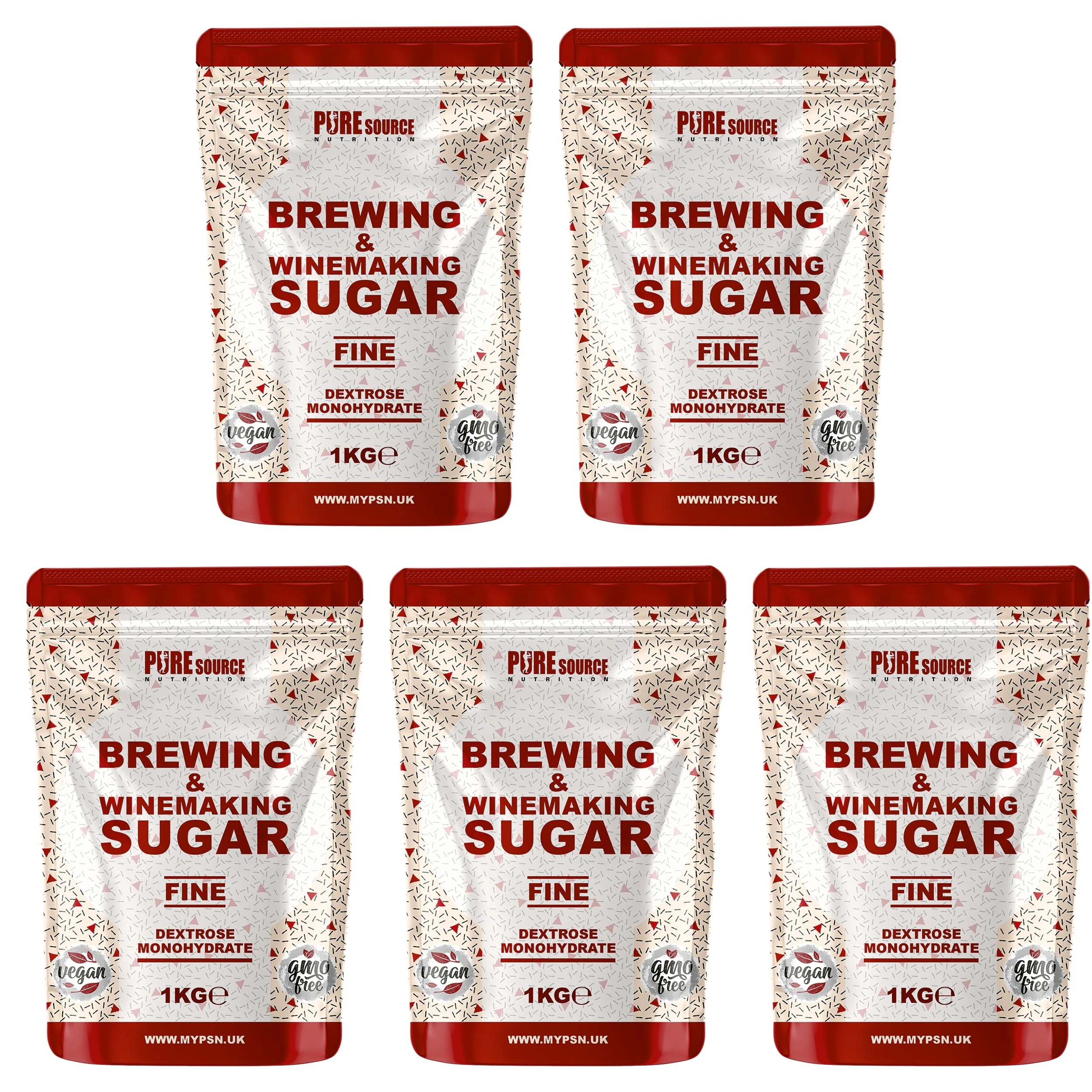 Pure Source Nutrition Brewing Sugar (Glucose) 1KG x 5 = 5KG Home Brew Beer, Lager, Cider, Wine, Spirits Kits, Beer Brewing, Wine Making Sugar