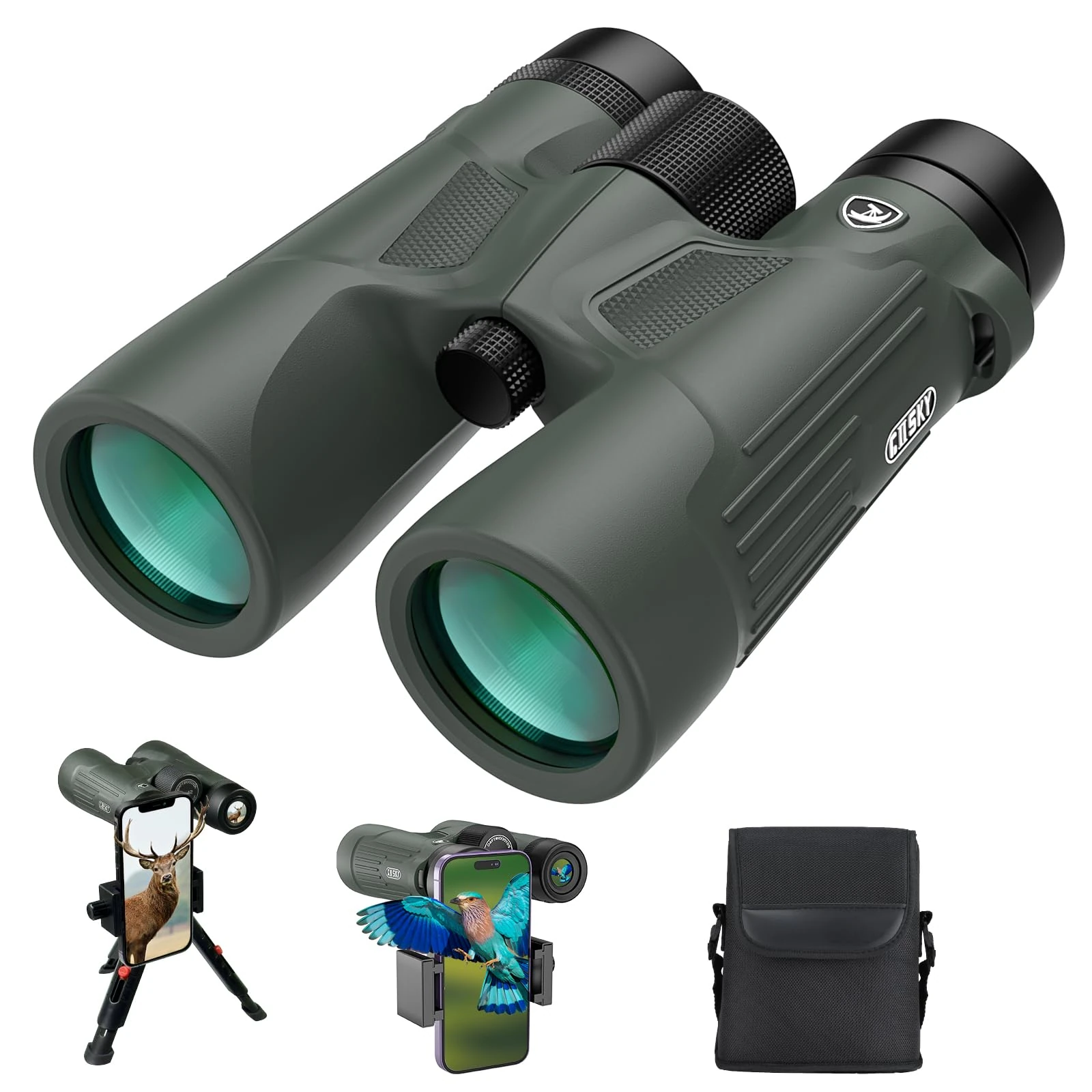 Gosky 10X42 HD Binoculars for Adults With Phone Adapter, High Power BAK4 Prism and FMC Lens, Waterproof for Bird Watching, Hunting, Traveling, Outdoor Sports
