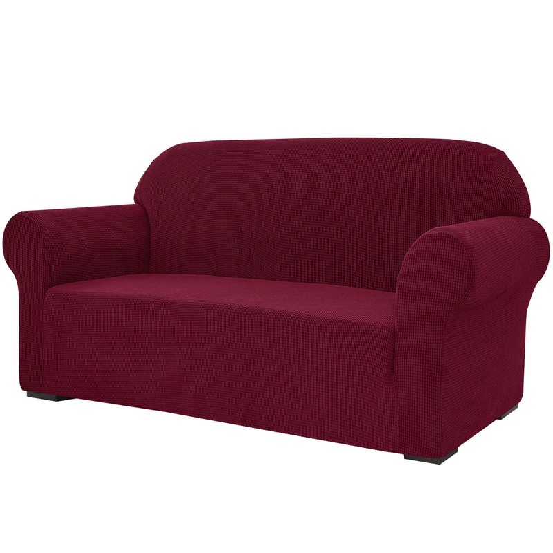 SU SUBRTEX 1-Piece Stretch Sofa Cover Spandex Jacquard Fabric Slipcovers for Couch, Sofa Armchair Anti-Slip Furniture Protector (X-large, Burgundy)