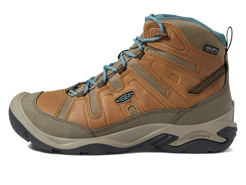 KEEN Women's Circadia Mid Height Comfortable Waterproof Hiking Boots, Toasted Coconut/North Atlantic, 4