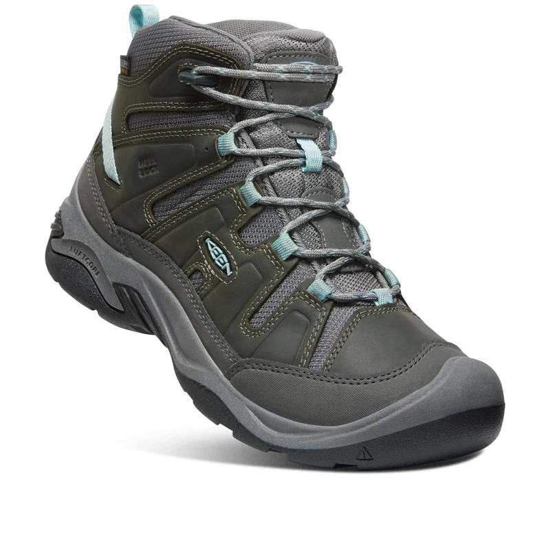 KEEN Women's Circadia Mid Height Comfortable Waterproof Hiking Boots, Steel Grey/Cloud Blue, 5