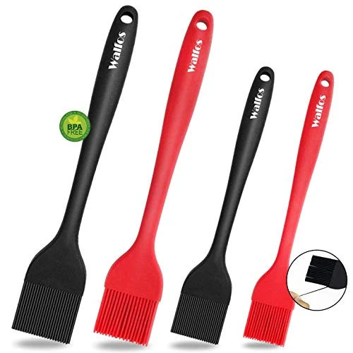 Walfos Silicone Pastry Brush, 450°F Heat Resistant Basting Pastry Brush Set, Prefect for BBQ Grill Baking Kitchen Cooking, Strong Steel Core and One-Pieces Design, BPA Free and Dishwasher Safe (4pcs)