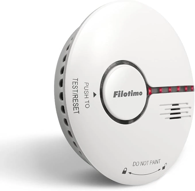 Smoke Alarm, Fire Alarm 10 Years Life Smoke Detector with LED Indicator&Test Button, Replaceable Battery,Conforms to EN14604 Standard, Sound and Flash Alarm 85dB for Home Kitchen, Easy Install