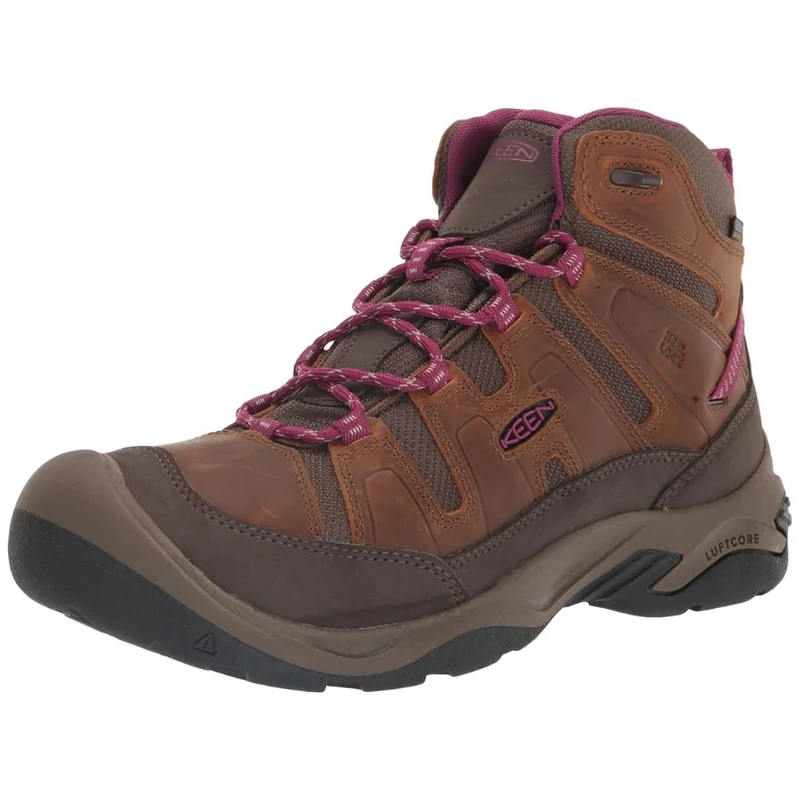 KEEN Women's Circadia Mid Height Comfortable Waterproof Hiking Boots, Syrup/Boysenberry, 7.5