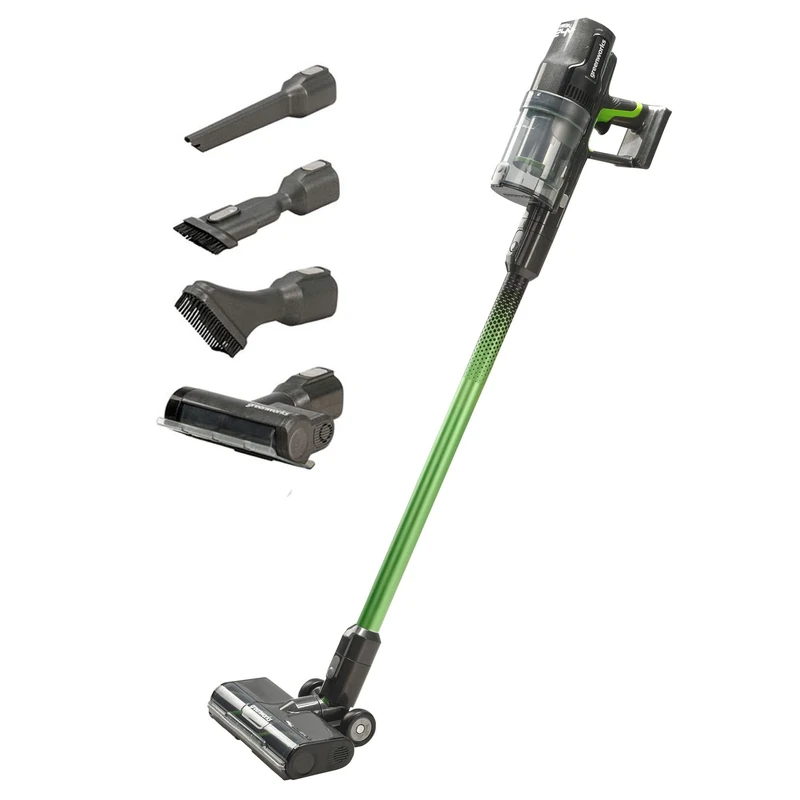 Greenworks GD24SV Cordless Vacuum Cleaner, High Power Suction, 45 Minutes Run Time, Pet Hair Tool, 3 Levels of Power WITHOUT Battery and Charger, 3 Year Guarantee