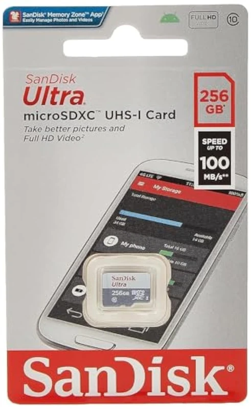 SANDISK - CARDS 256GB Ultra Lite White/Gray MICROSDXC 100MB/S Class 10 UHS-