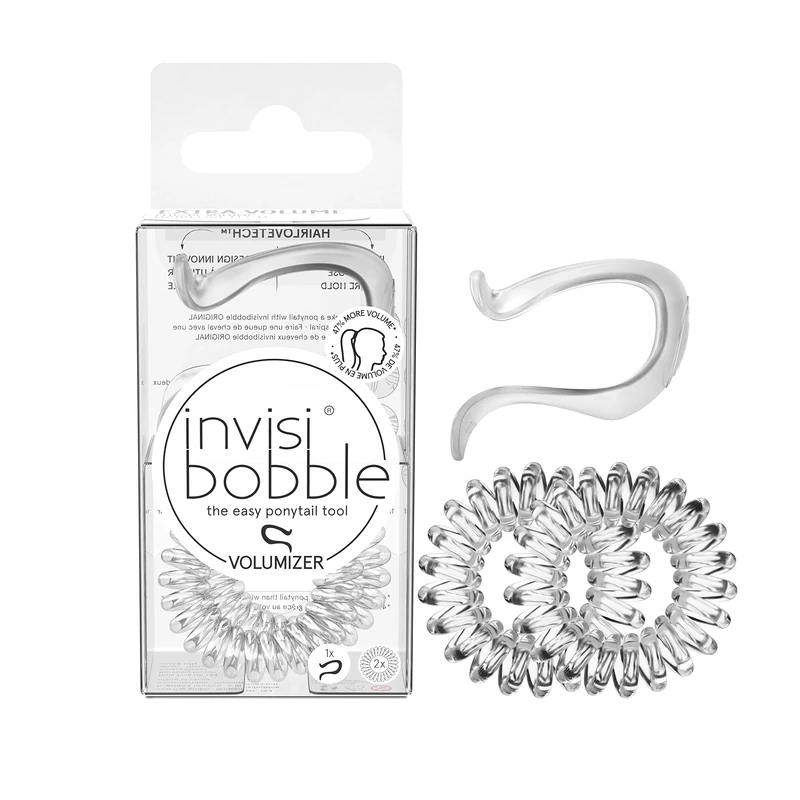 Invisibobble Volumiser Hairstyle Aid Full Ponytail All Hair Colours I Braid Push-Up Effect with Extra Strong Hold I 1 x Volumiser Transparent 2 x Spiral Hair Scrunchies