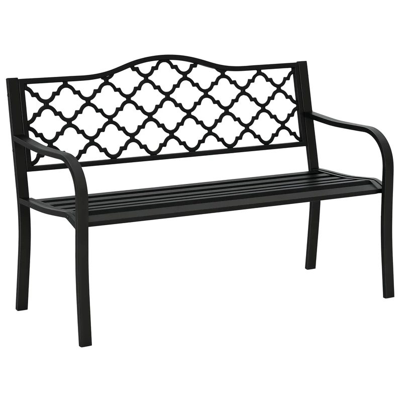 Outsunny 2-Seater Cast Iron Garden Bench - Antique Loveseat