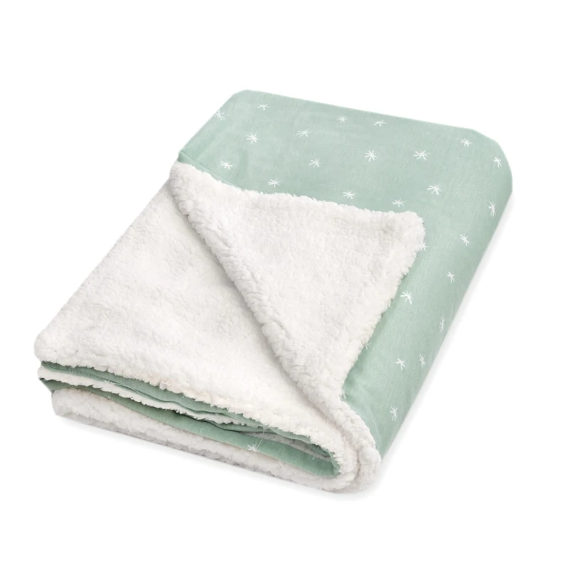 Julius Zöllner Winter Blanket Made of Cotton Jersey and Cuddly Teddy Fabric, Size 70 x 100 cm, Made in Germany, Oeko-Tex® Standard 100, Stary