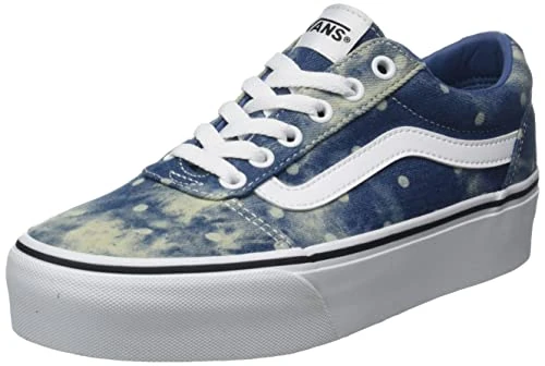 Vans Ward Platform Women's Sneaker, Denim Dots Moonlight Blue White, 3 UK