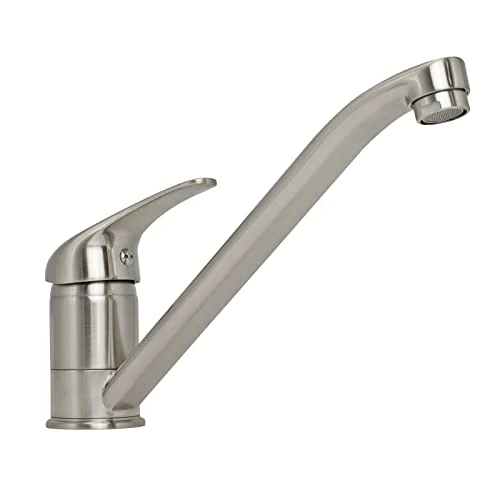 JASSFERRY Traditional Kitchen Sink Mixer Tap Monobloc Brushed Nickel Single Lever 360º Swivel Spout