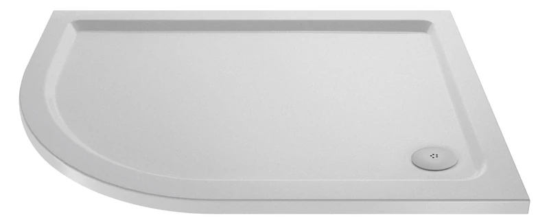 nuie NSR108 Trays Modern Bathroom Slip Resistant Left Hand Offset Quadrant Shower Tray, 800mm x 1000mm, Matt White