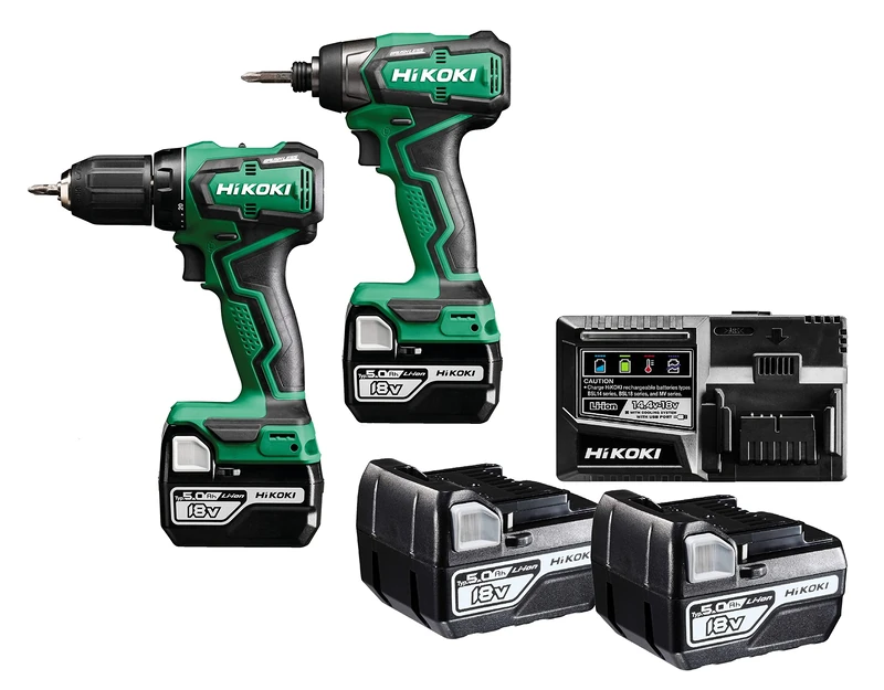 HiKOKI Brushless 18V Combo-Kit KC18DD (Bohrschrauber, Schlagschrauber, Transportkoffer, INKL. 2X 5.0 Ah Akku und Ladegerät)