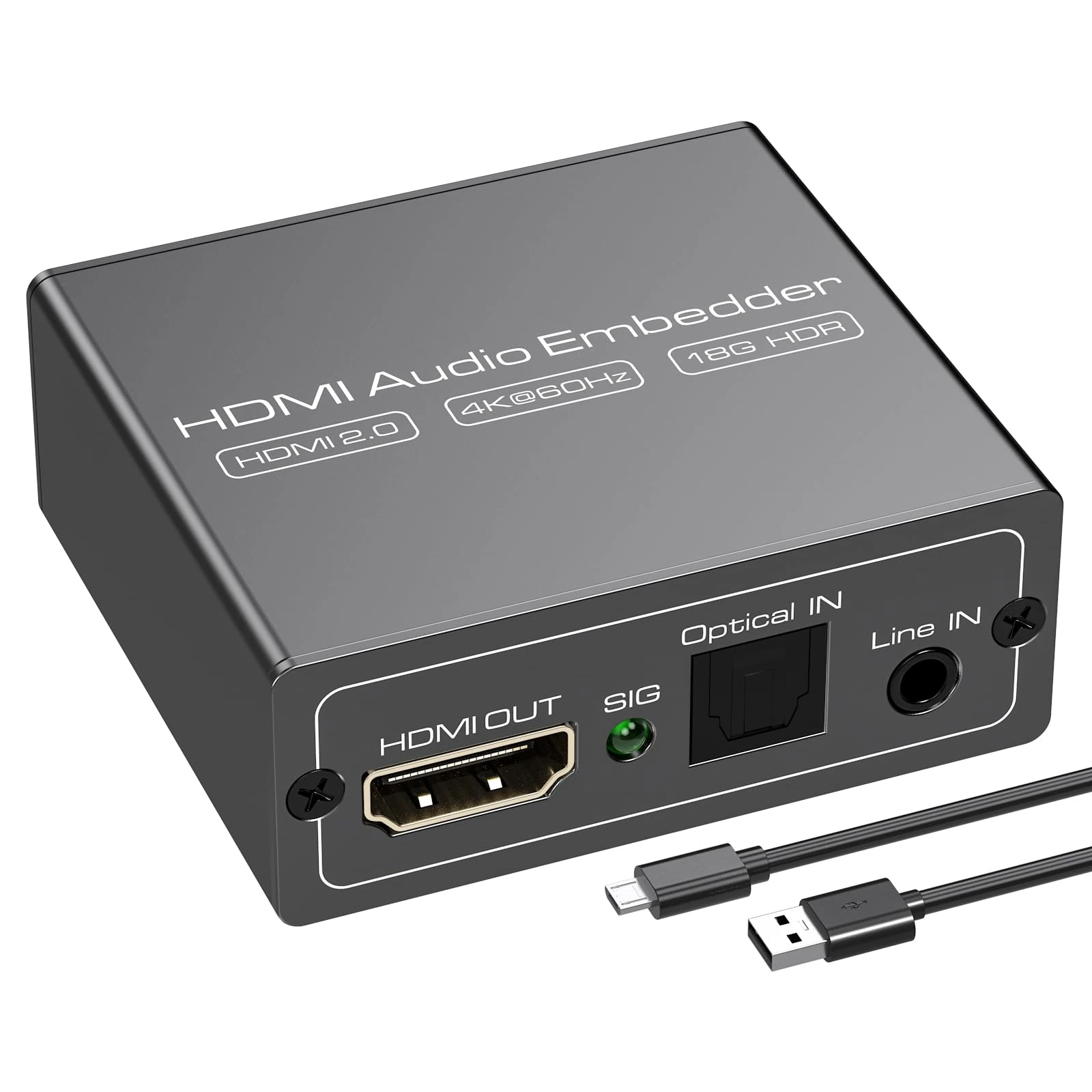 HDMI Audio Extractor,4K HDMIto HDMI with Audio, 3.5mm AUX Stereo Audio Output, Audio Converter Adapter Splitter Support 1080P Suitable (4K60Hz 7.1CH)